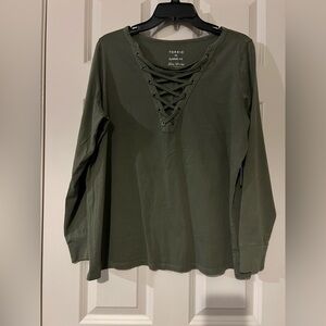 NWT Torrid vintage cotton jersey lace up long sleeve tee. Size 00.